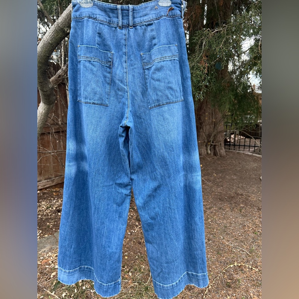 Pilcro and Letterpress Anthropologie Baggy Wide Leg Pleated Jeans 30 COTTON - Picture 12 of 13